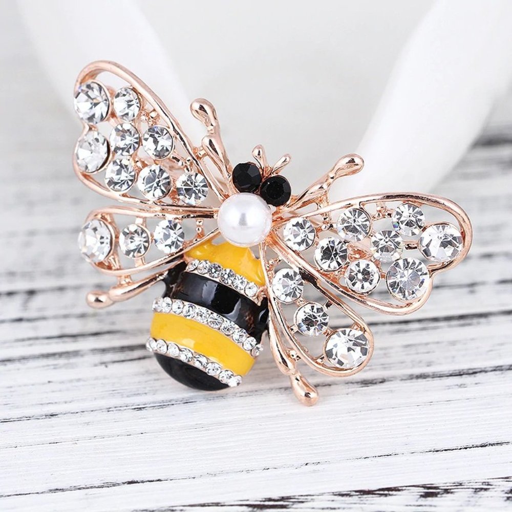 COPY - Large 2.25" Rhinestone Bee Pin Brooch - Picture 2 of 4